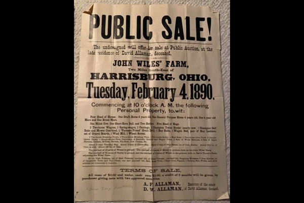 1890 Public Sale Notice in Harrisburg